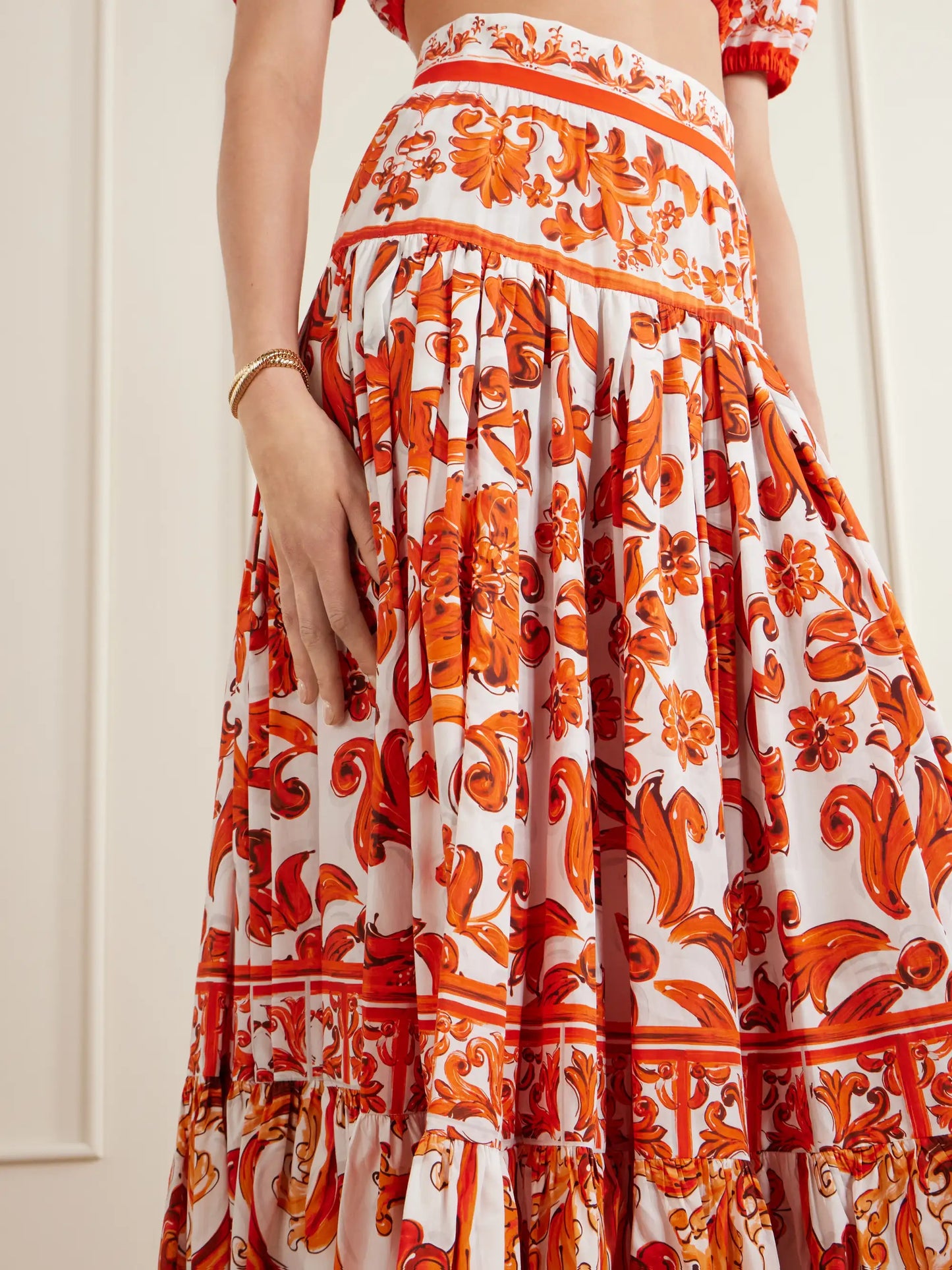 Printed Cotton-poplin Maxi Skirt