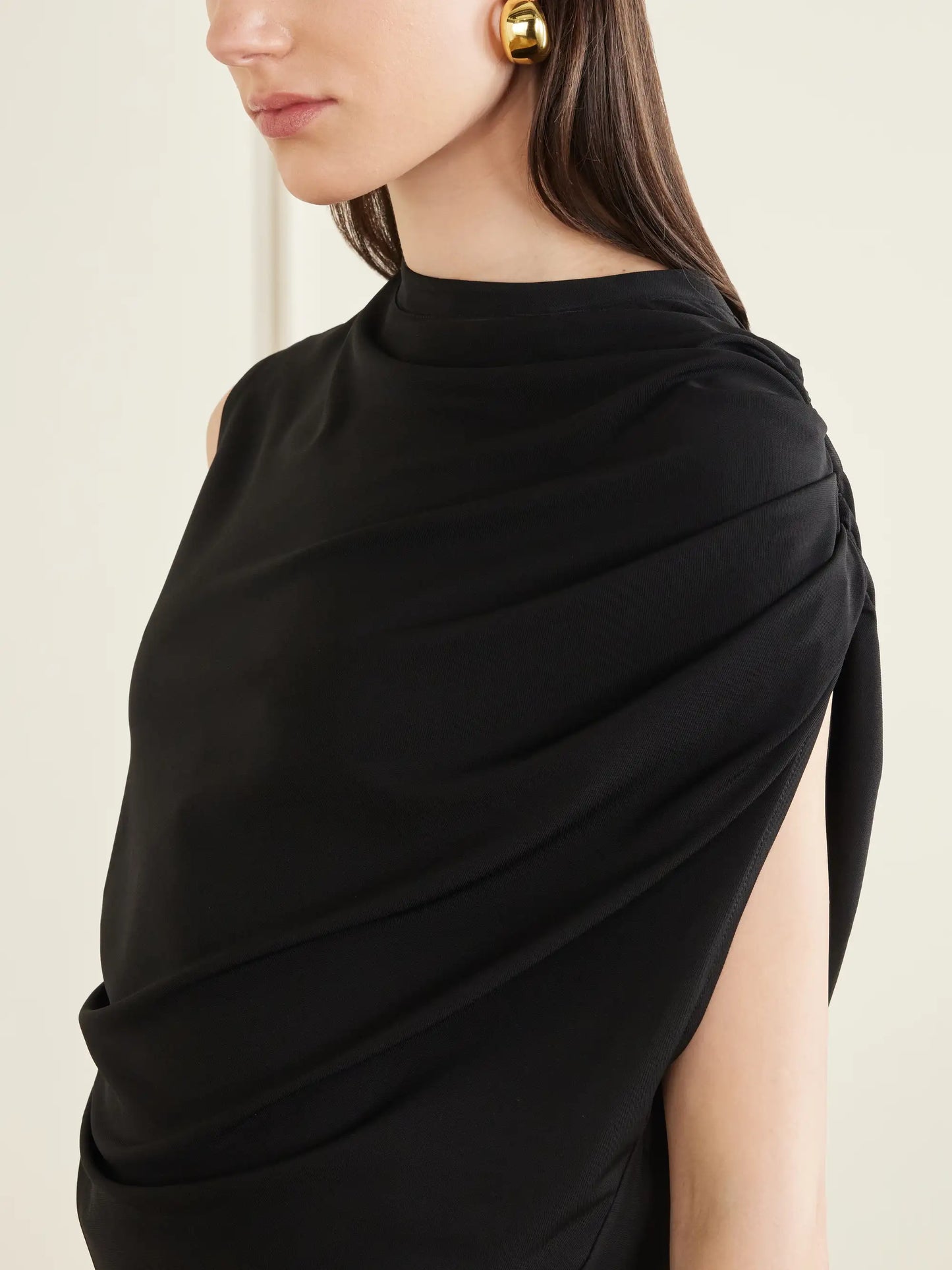 Celene Cropped Ruched Crepe Top