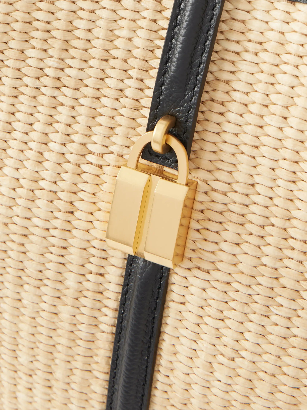 The Siena Leather-trimmed Raffia Shoulder Bag