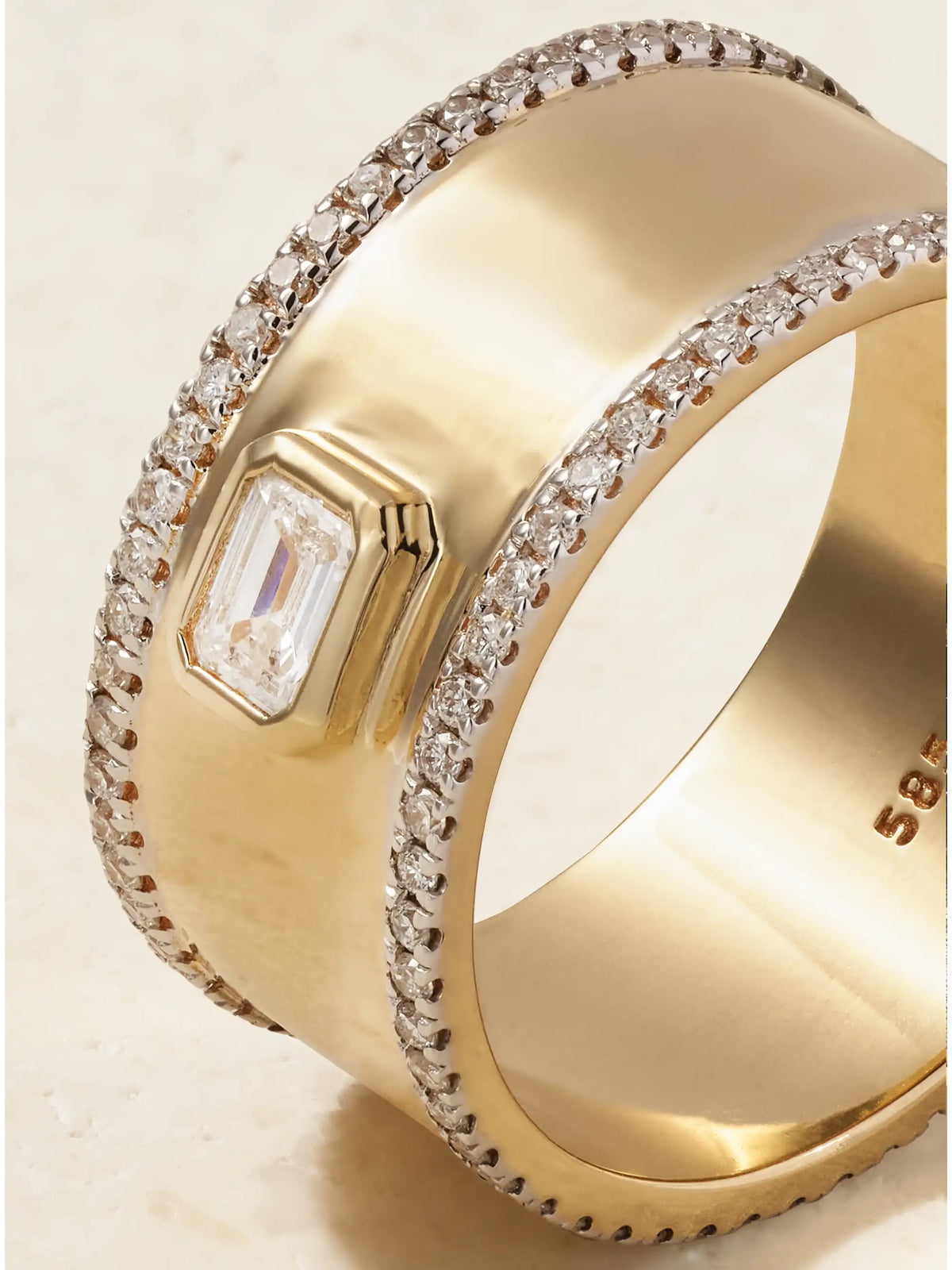 Edge Cigar 14-karat Gold Diamond Ring