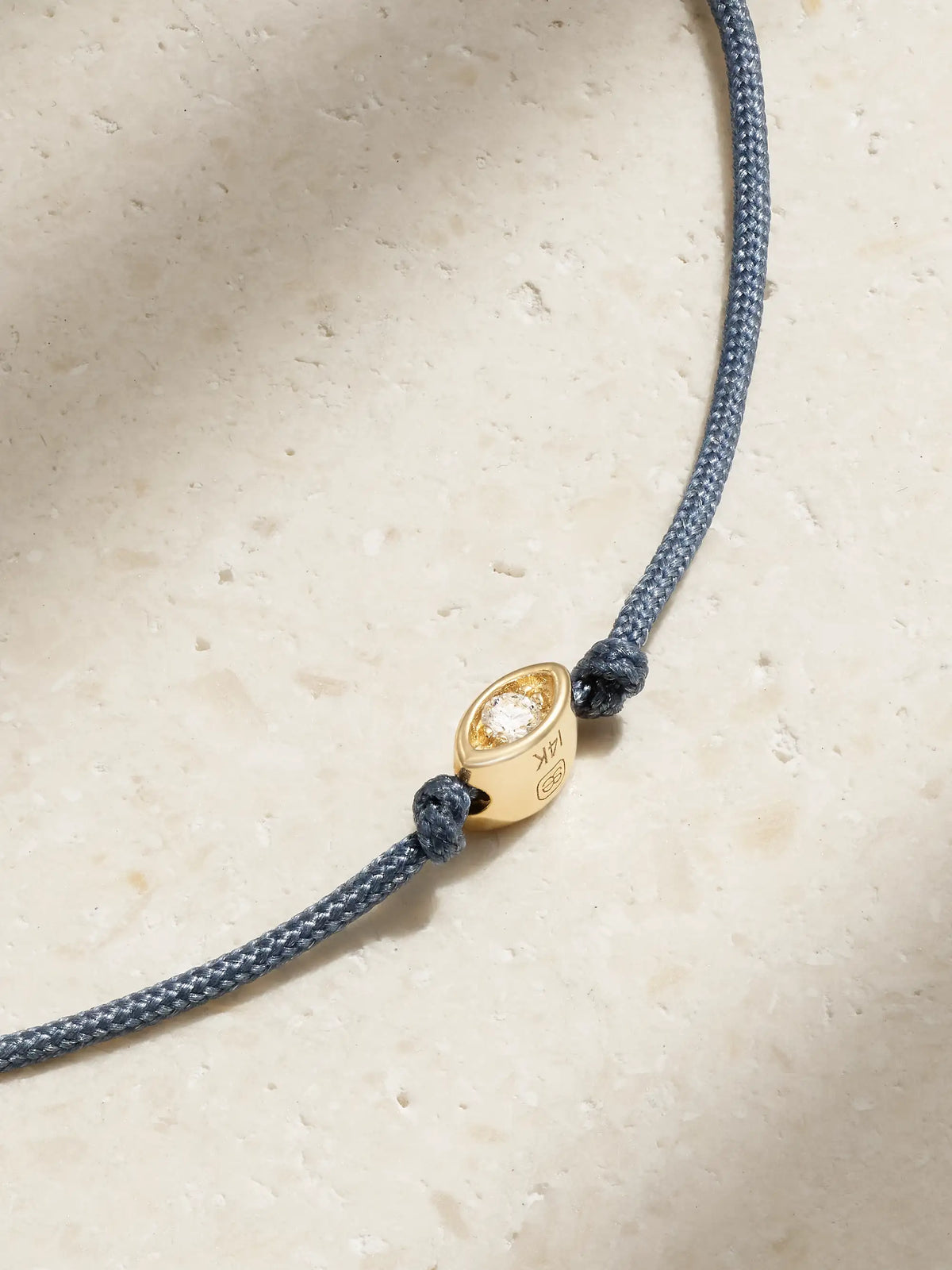 Tiny Evil Eye 14-karat Gold, Cord And Diamond Bracelet