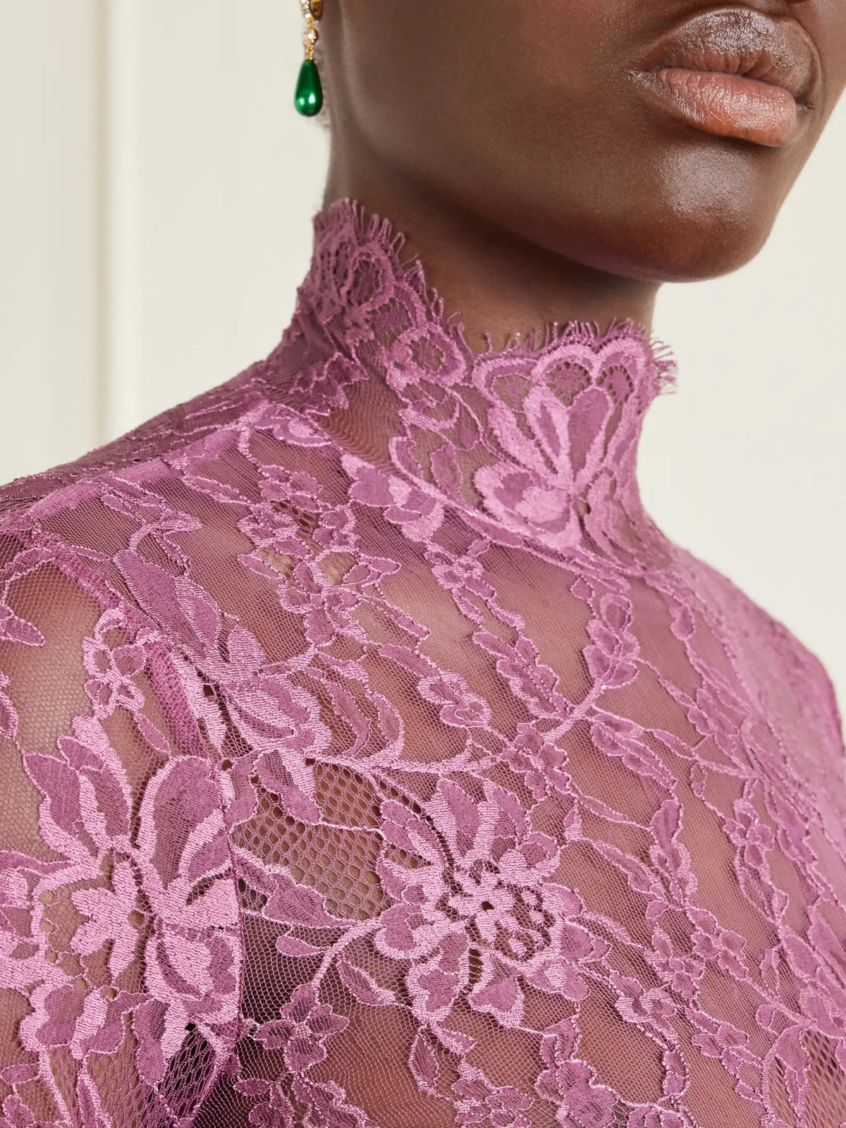Scalloped Lace-jersey Bodysuit