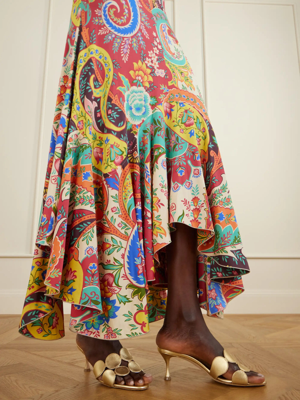 Ruffled Paisley-print Jersey Maxi Dress