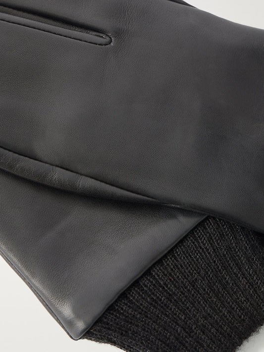 Agnelle Sakura Tabi Wool-trimmed Leather Gloves