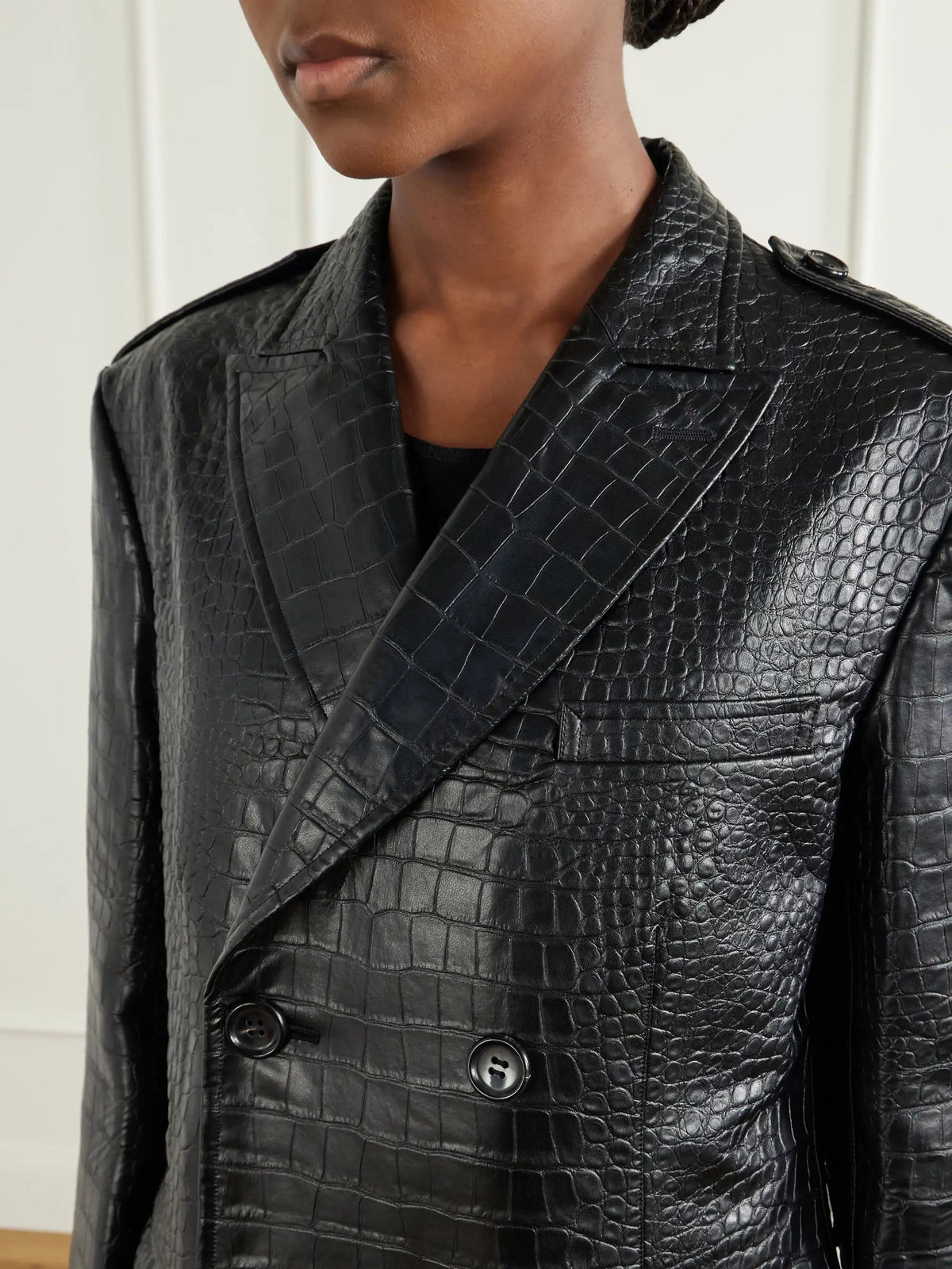 Junya Watanabe Croc-effect Material Double-breasted Coat
