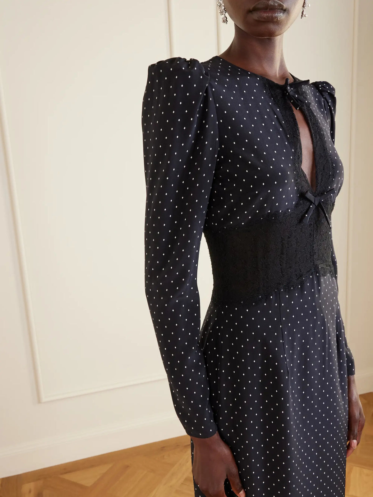 Polka-dot Silk Midi Dress
