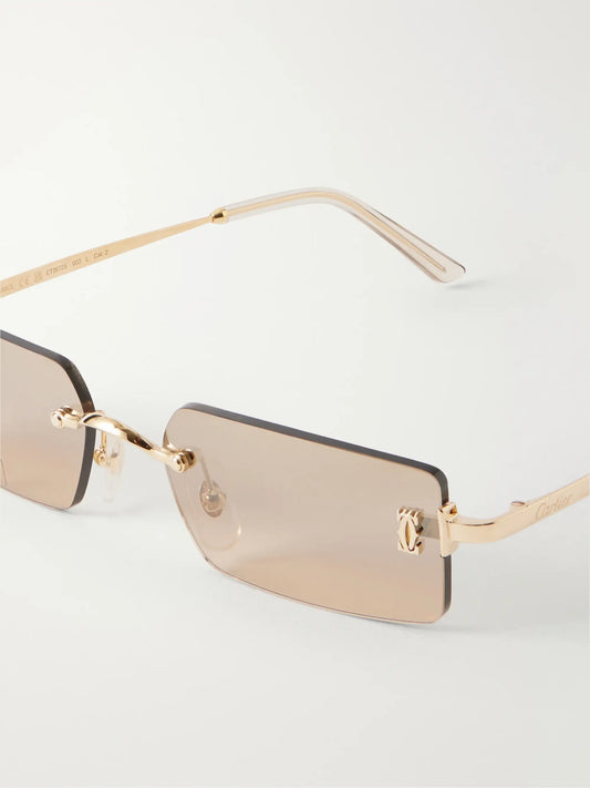 Eyewear Motifs De Cartier Square-frame Gold-tone Sunglasses