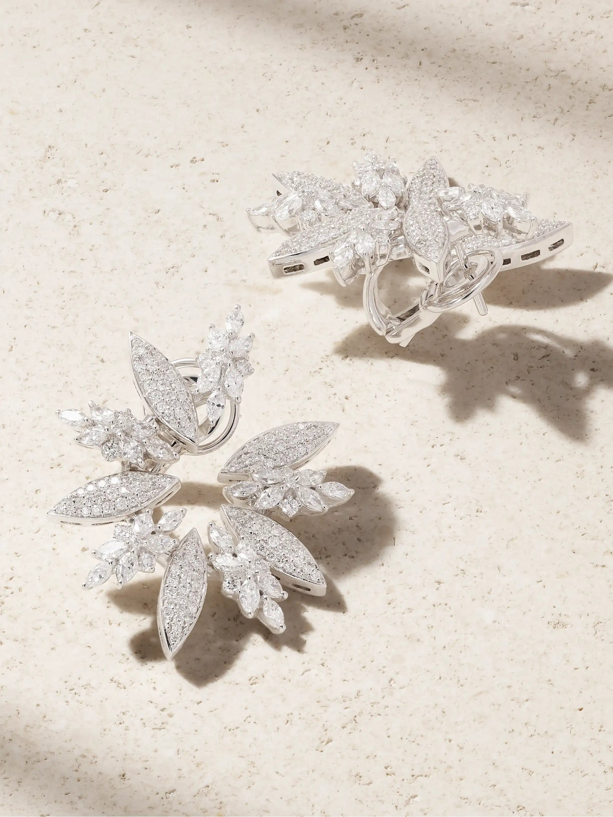YEPREM 18-karat White Gold Diamond Earrings