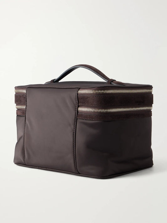 Anya Hindmarch Suede-trimmed Shell Vanity Case