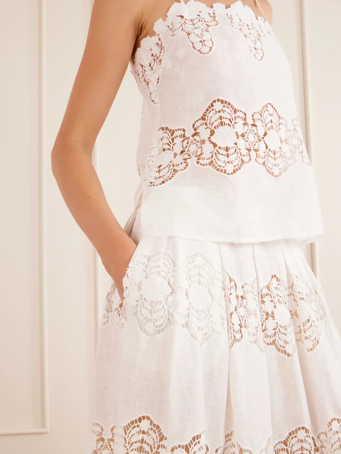 Carissa Embroidered Cotton And Linen-blend Midi Skirt