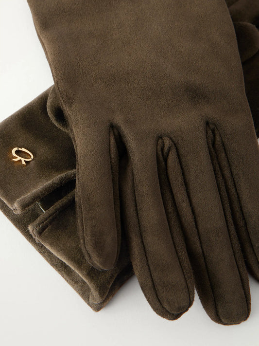 Gianvito Rossi Logo-embellished Suede Gloves