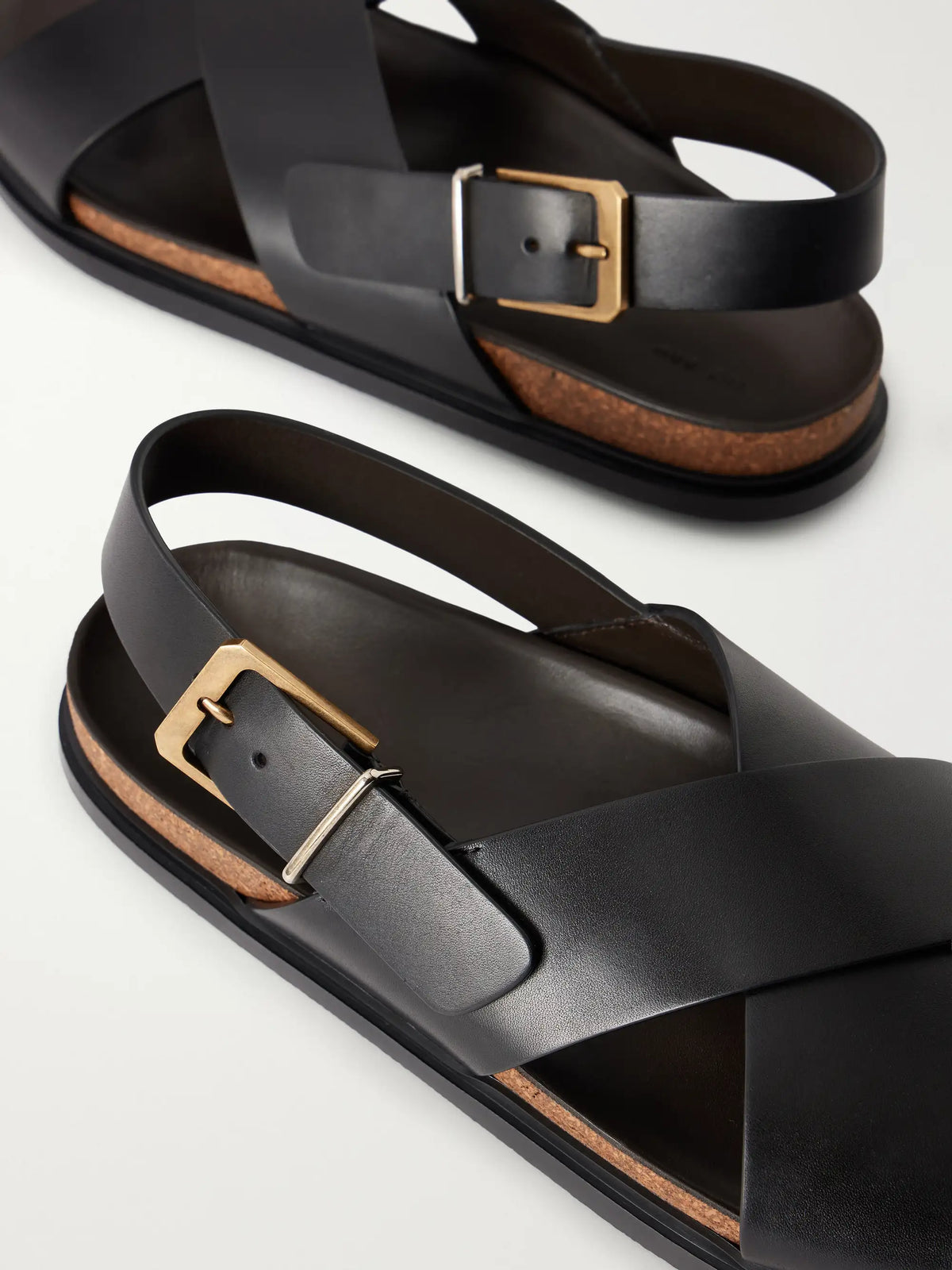 Buckle Calf Leather Flat Sandals