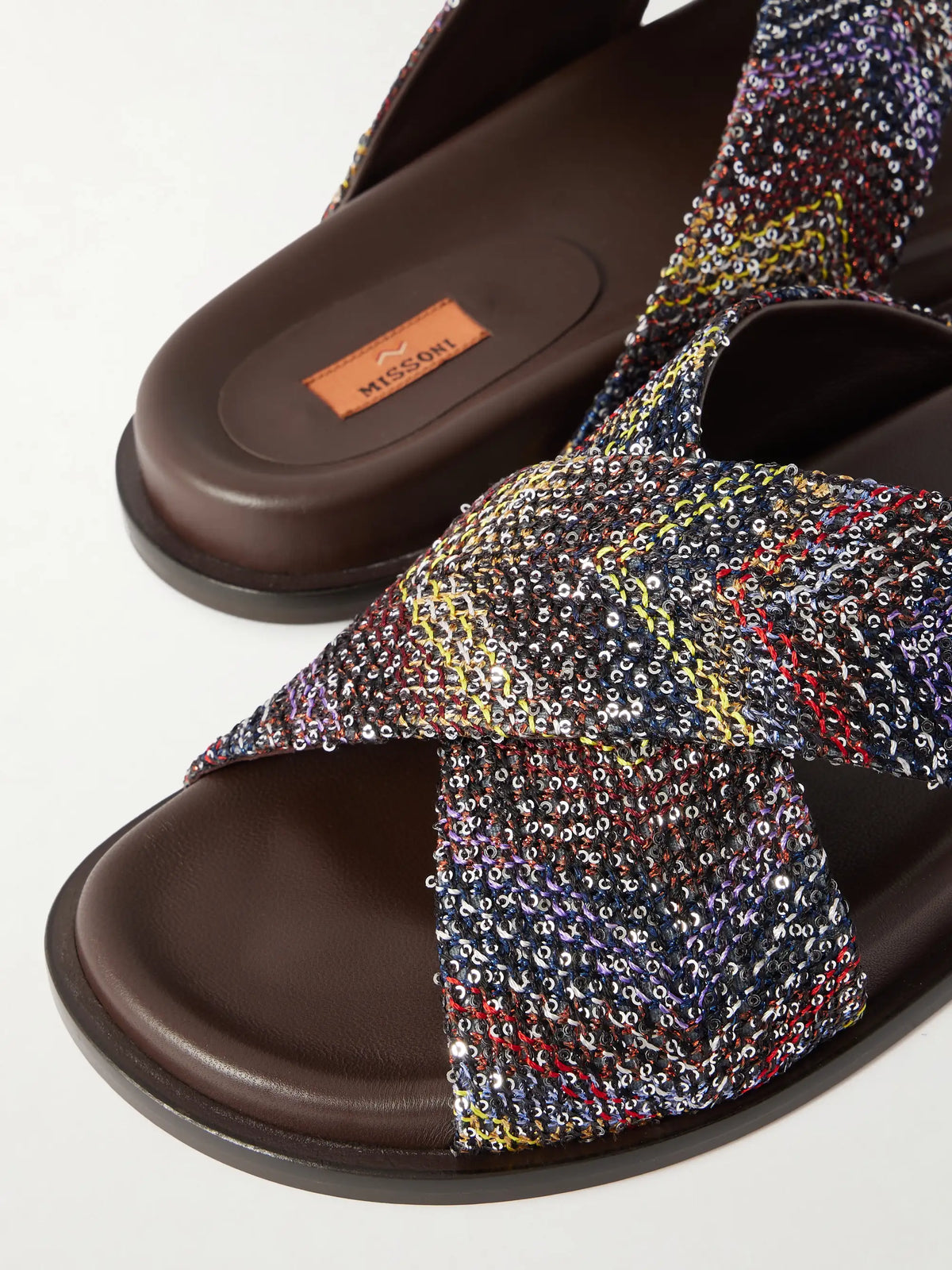 Viola Sequin-embellished Striped Woven Sandals