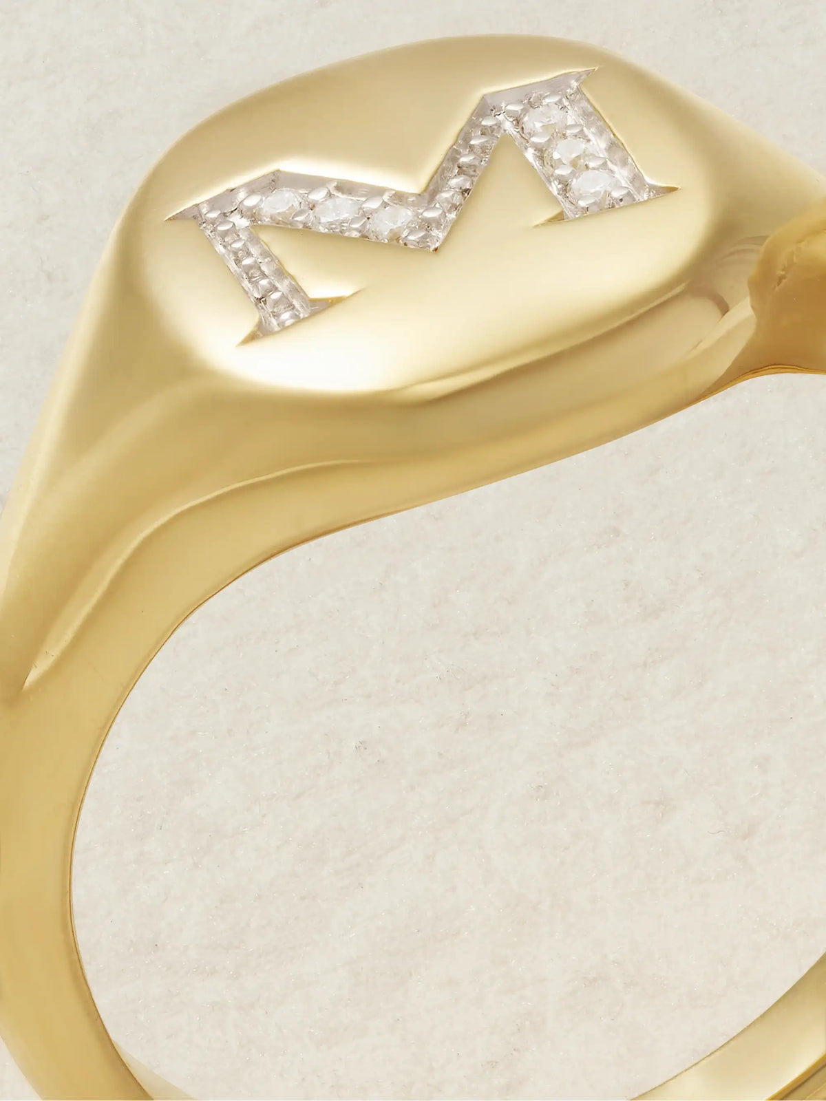 Initial 18-karat Gold Diamond Pinky Ring