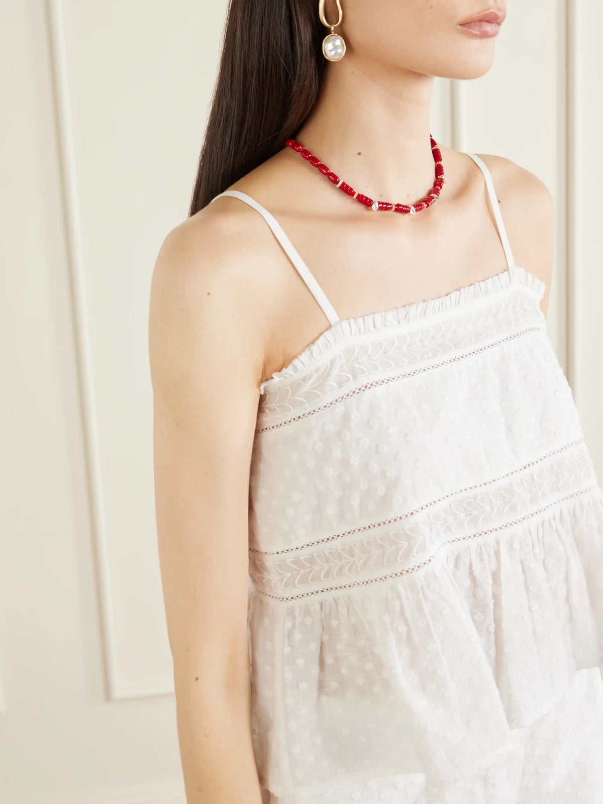 Thierry Colson Saskia Embroidered Cotton-voile Top