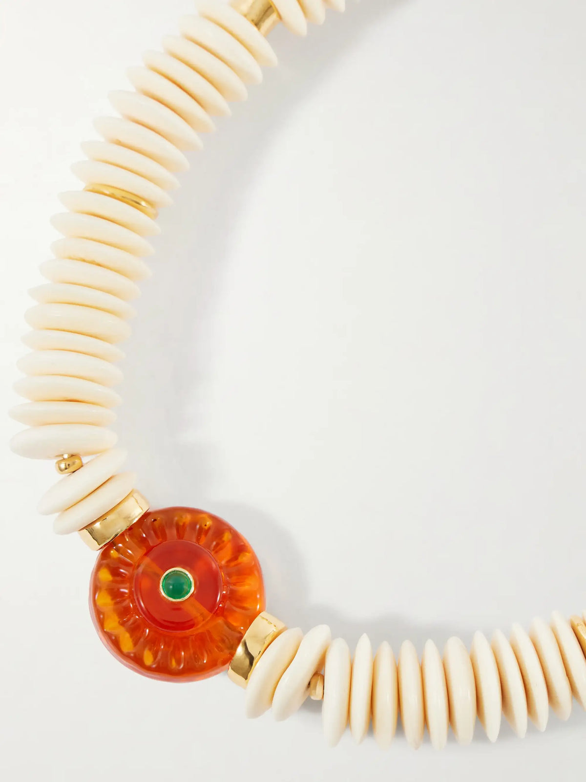 Marisol Gold-plated Bone, Glass And Chrysoprase Beaded Necklace