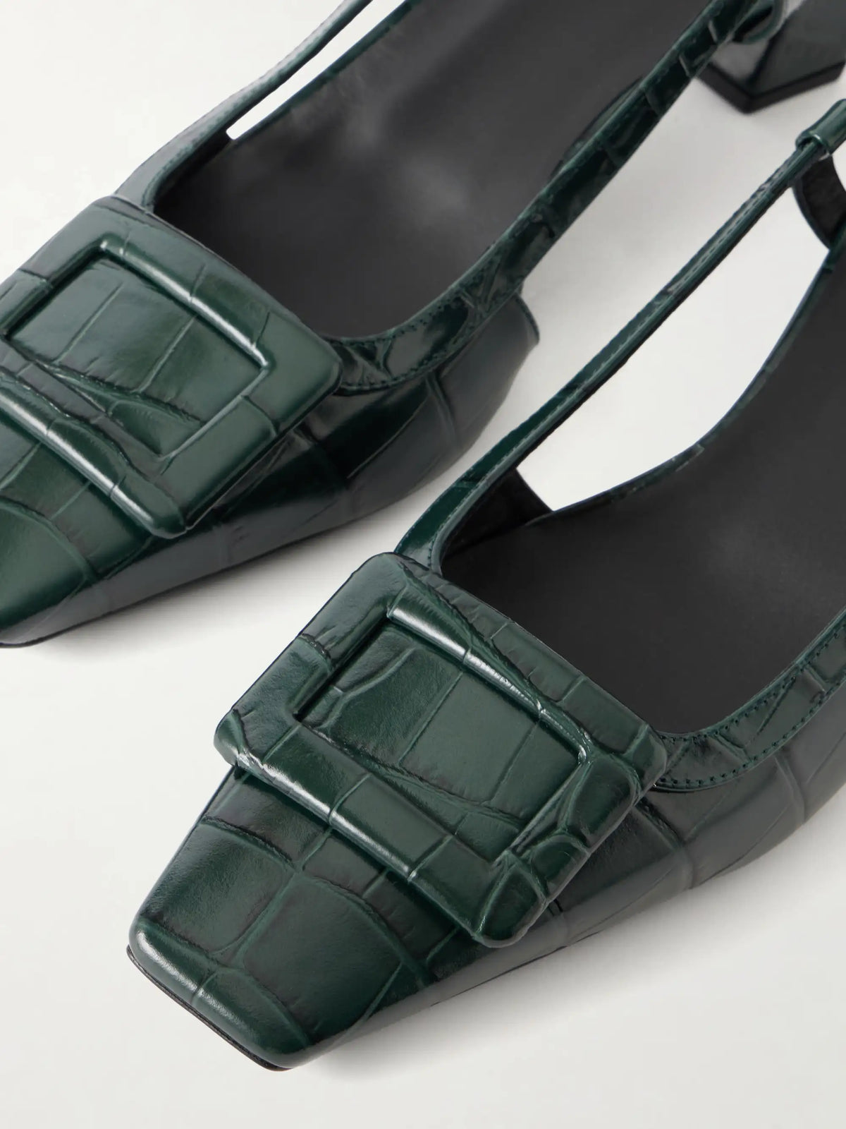 Roger Belle Vivier 45 Croc-effect Leather Slingback Pumps