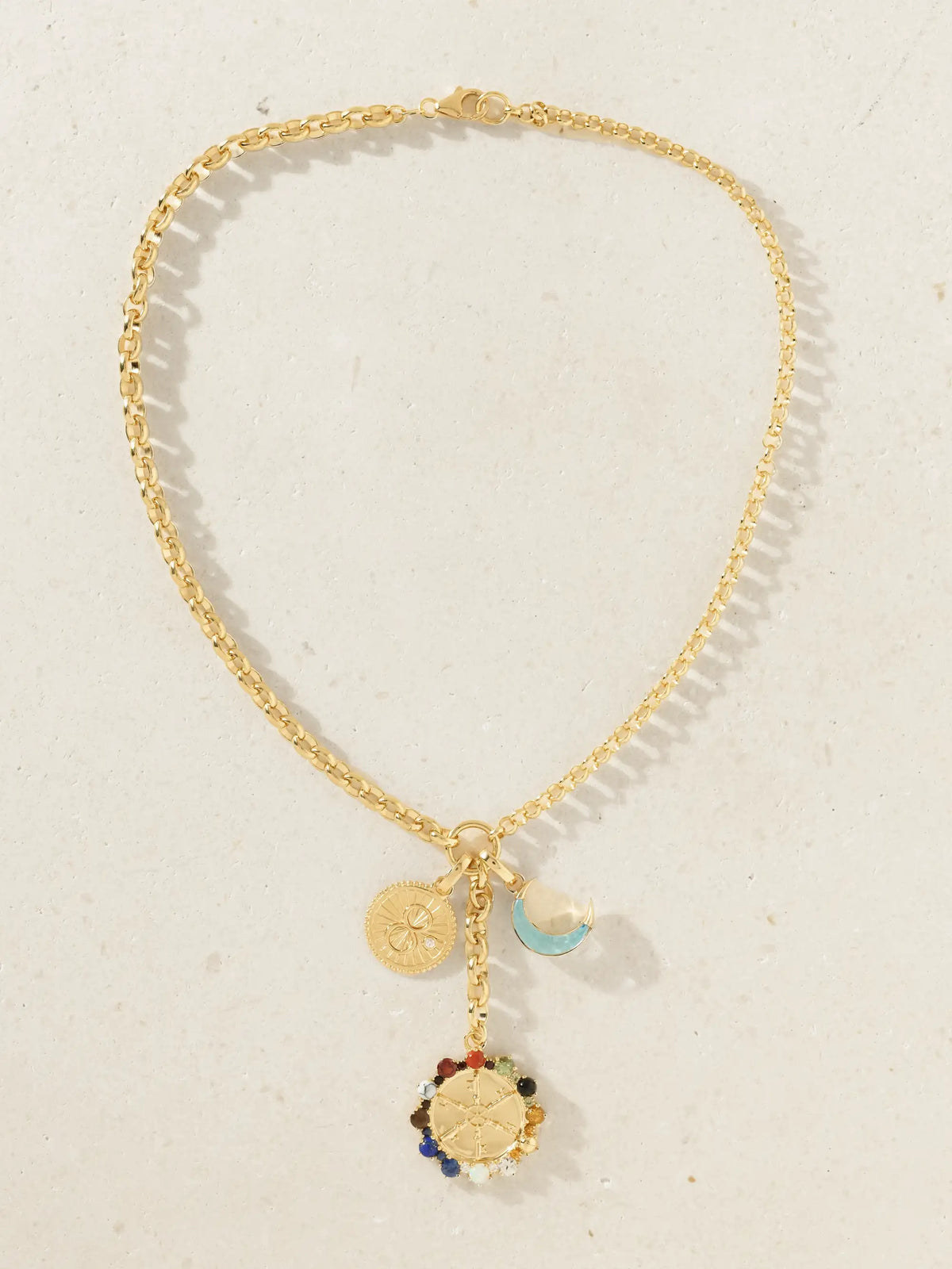 Aether 18-karat Gold And Enamel Multi-stone Necklace