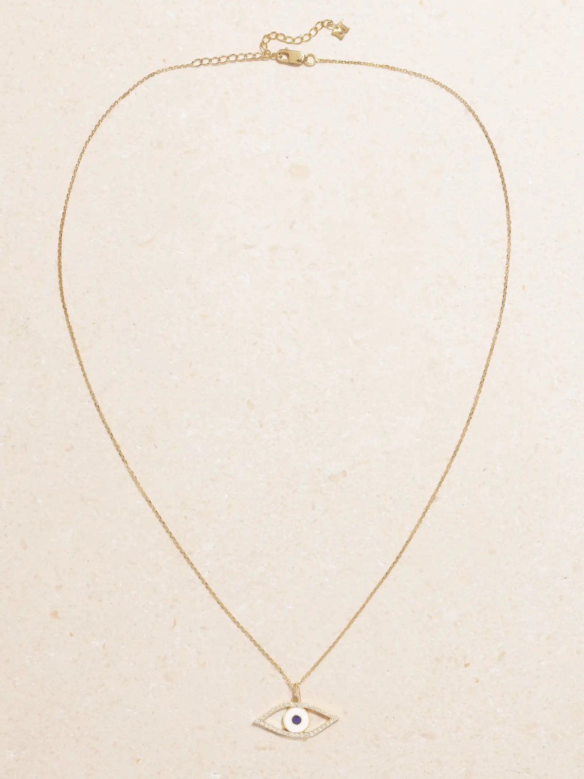 Eye Of Protection 14-karat Gold, Enamel And Diamond Necklace