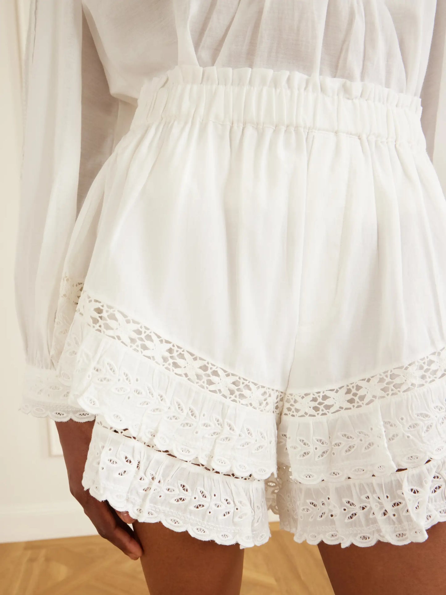 Eliza Embroidered Cotton-blend Shorts