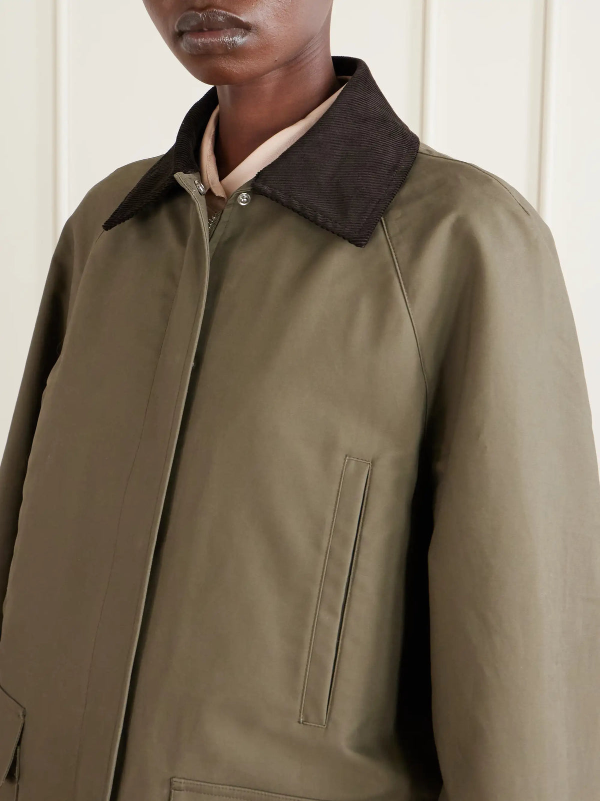 TOTEME Corduroy-trimmed Cotton-gabardine Coat