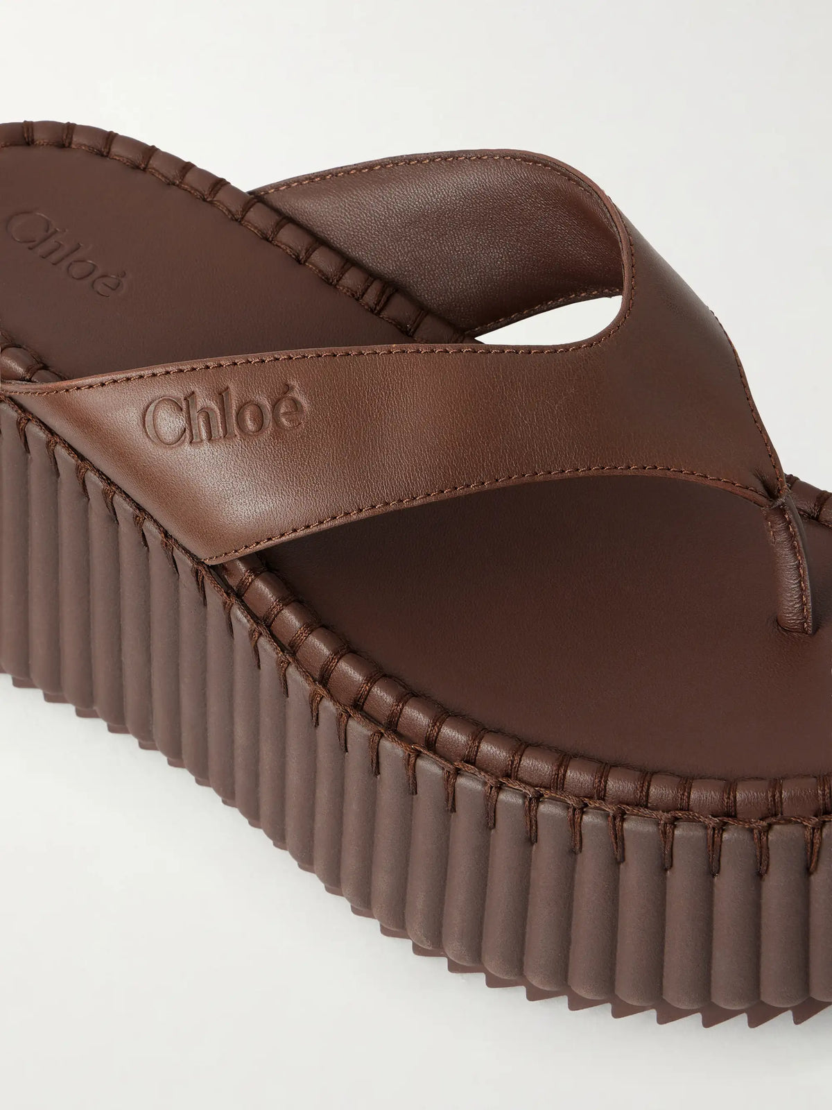 Nama Leather Platform Thong Sandals