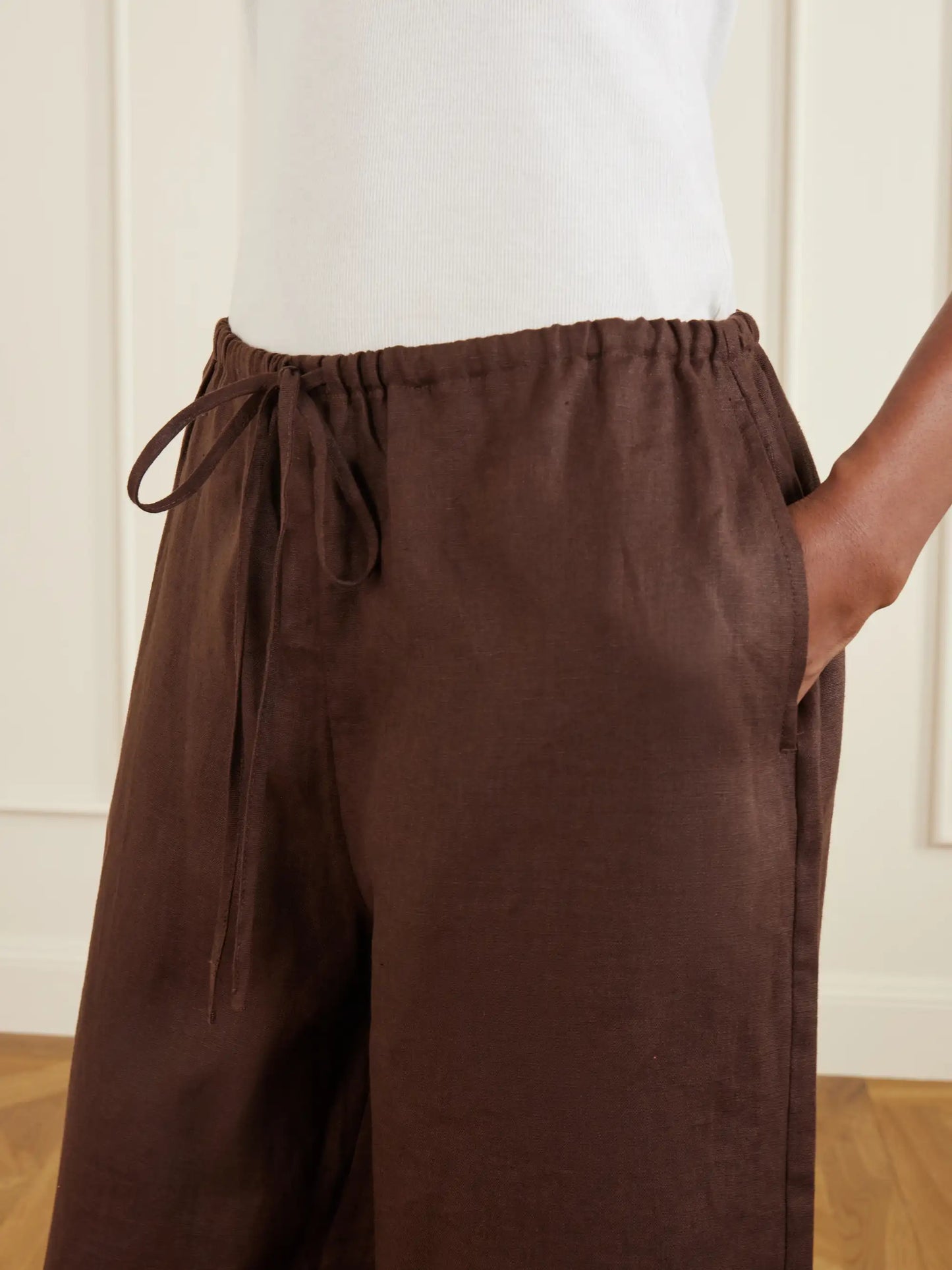 Mateo Linen Mid-rise Wide-leg Pants