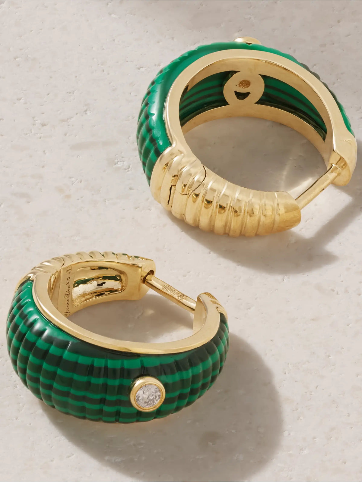 Berlingot 9-karat Gold, Malachite And Topaz Earrings