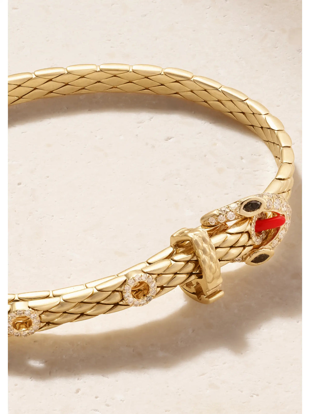 Python Mini 9-karat Gold, Diamond And Enamel Bracelet