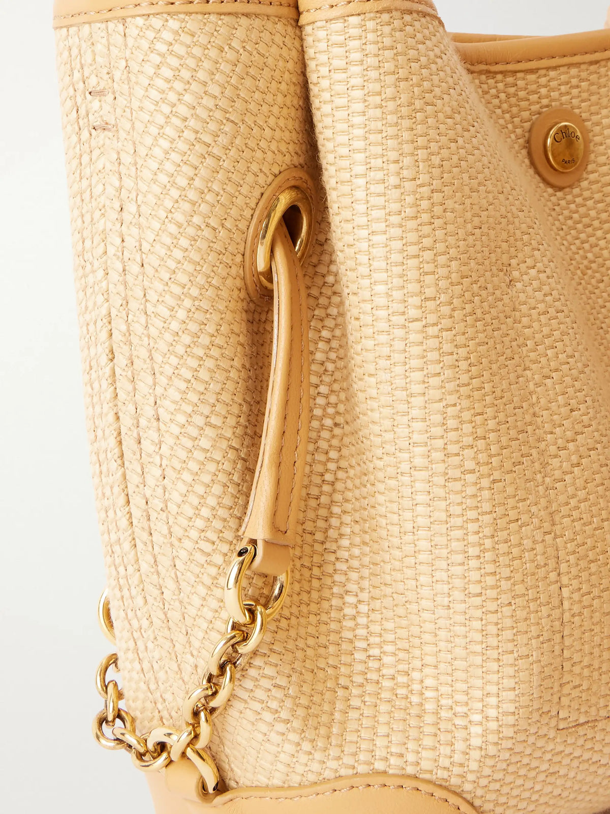 Clover Leather-trimmed Raffia-effect Tote