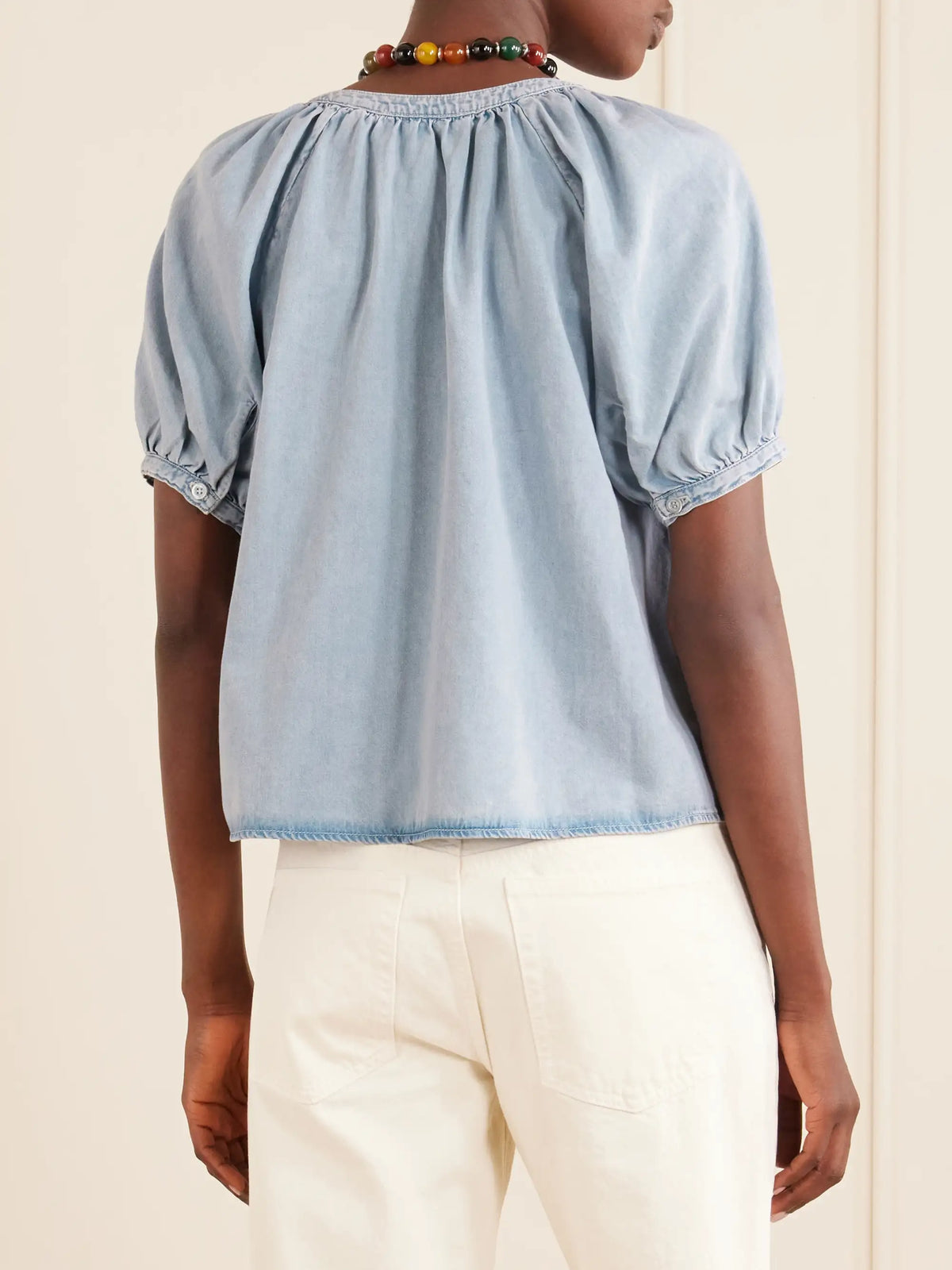 FRAME The Resort Cotton And Lyocell-blend Chambray Blouse