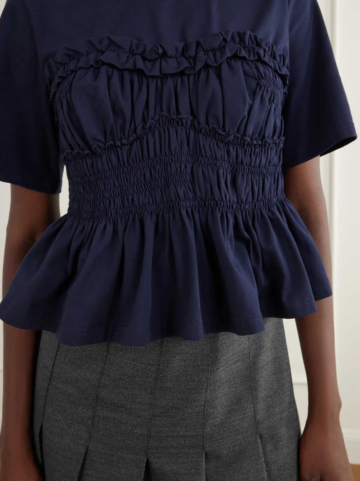 Cecilie Bahnsen Vilde Gathered Cotton-stretch Jersey T-shirt