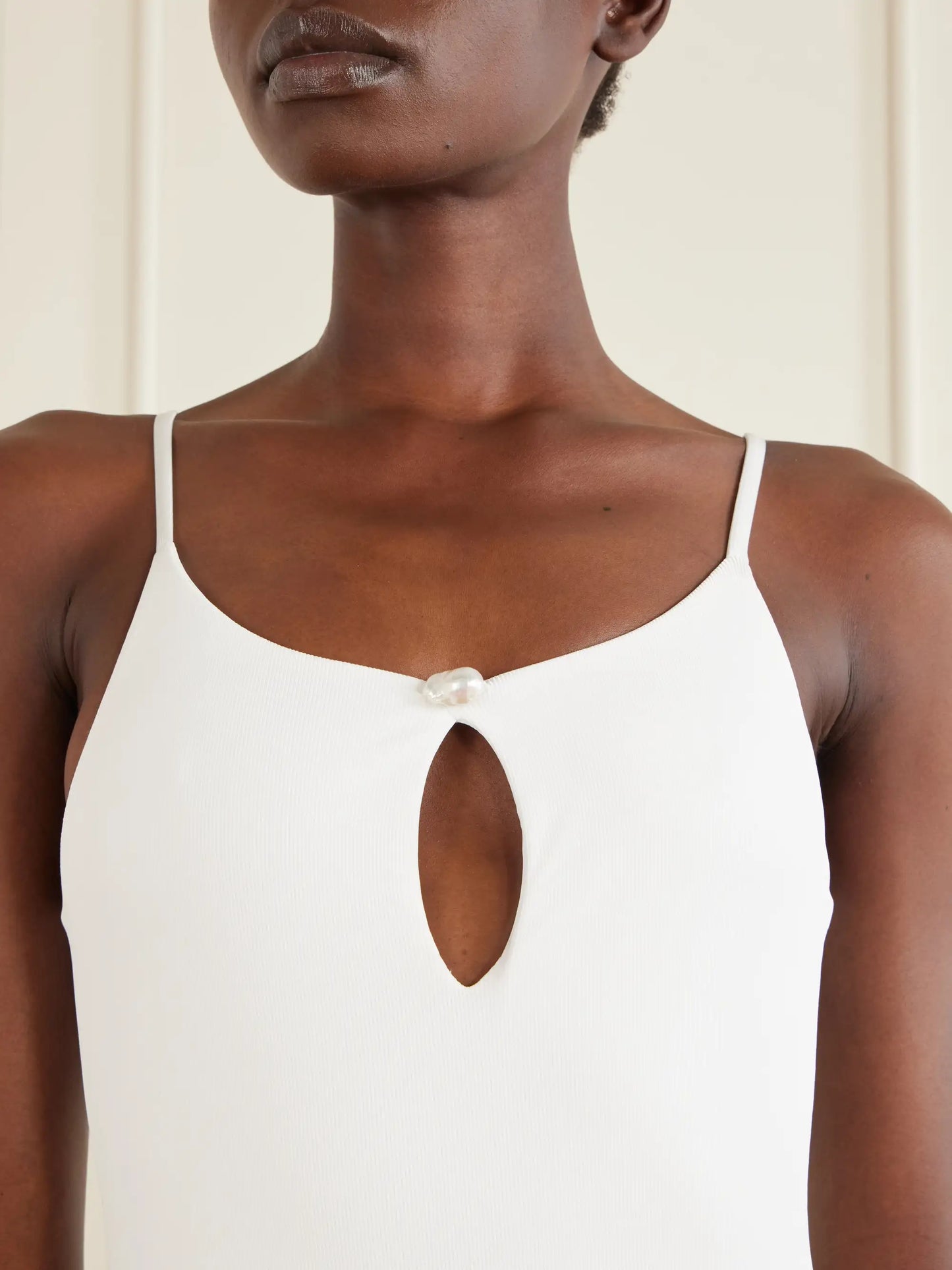 Pearl Cutout Ribbed Swimsuit