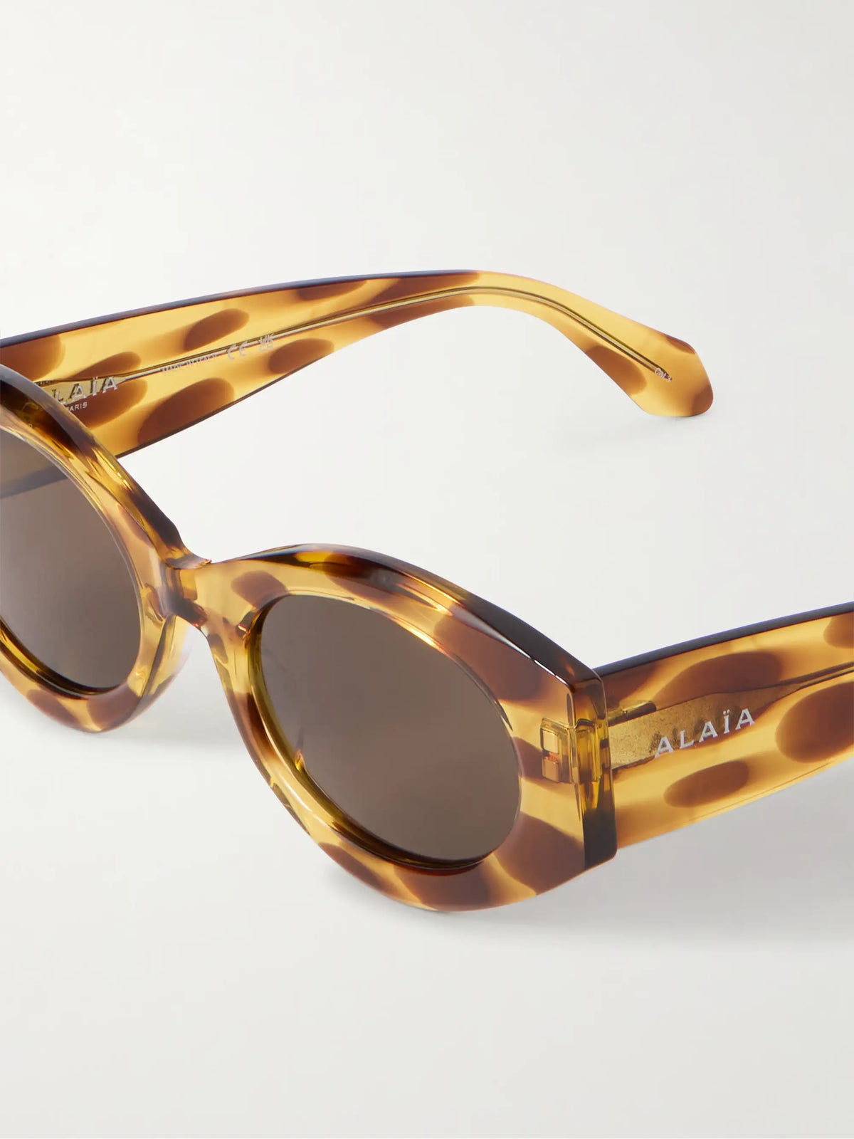 Lettering Round-frame Tortoiseshell Acetate Sunglasses