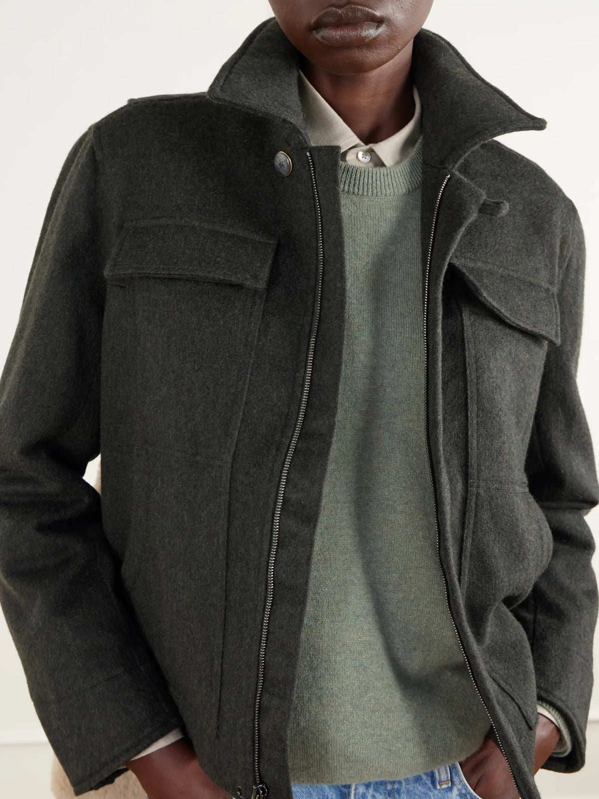 God's True Scarf-detailed Cashmere And Wool-blend Flannel Bomber Jacket