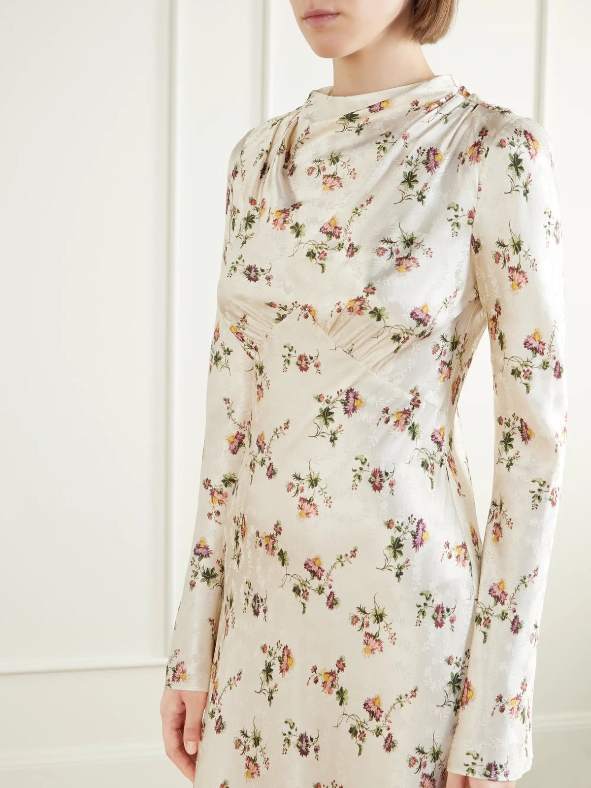 DÔEN Floral-printed Satin Maxi Dress