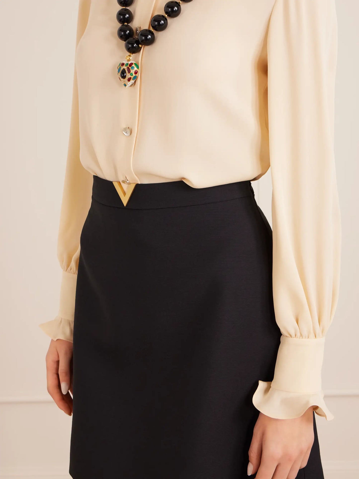 Embellished Wool And Silk-blend Crepe Mini Skirt