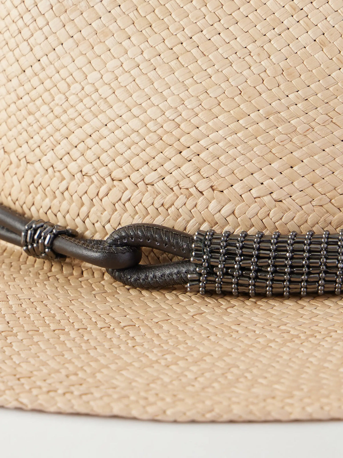 Embellished Ribbon-trimmed Straw Hat
