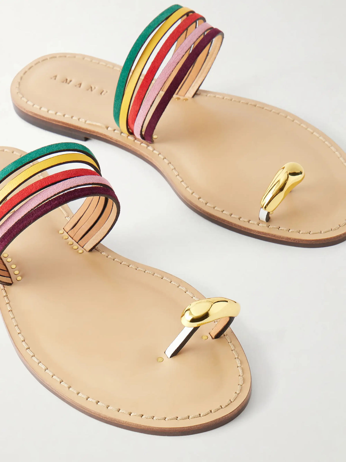 The Lusaka Embellished Leather-trimmed Suede Sandals