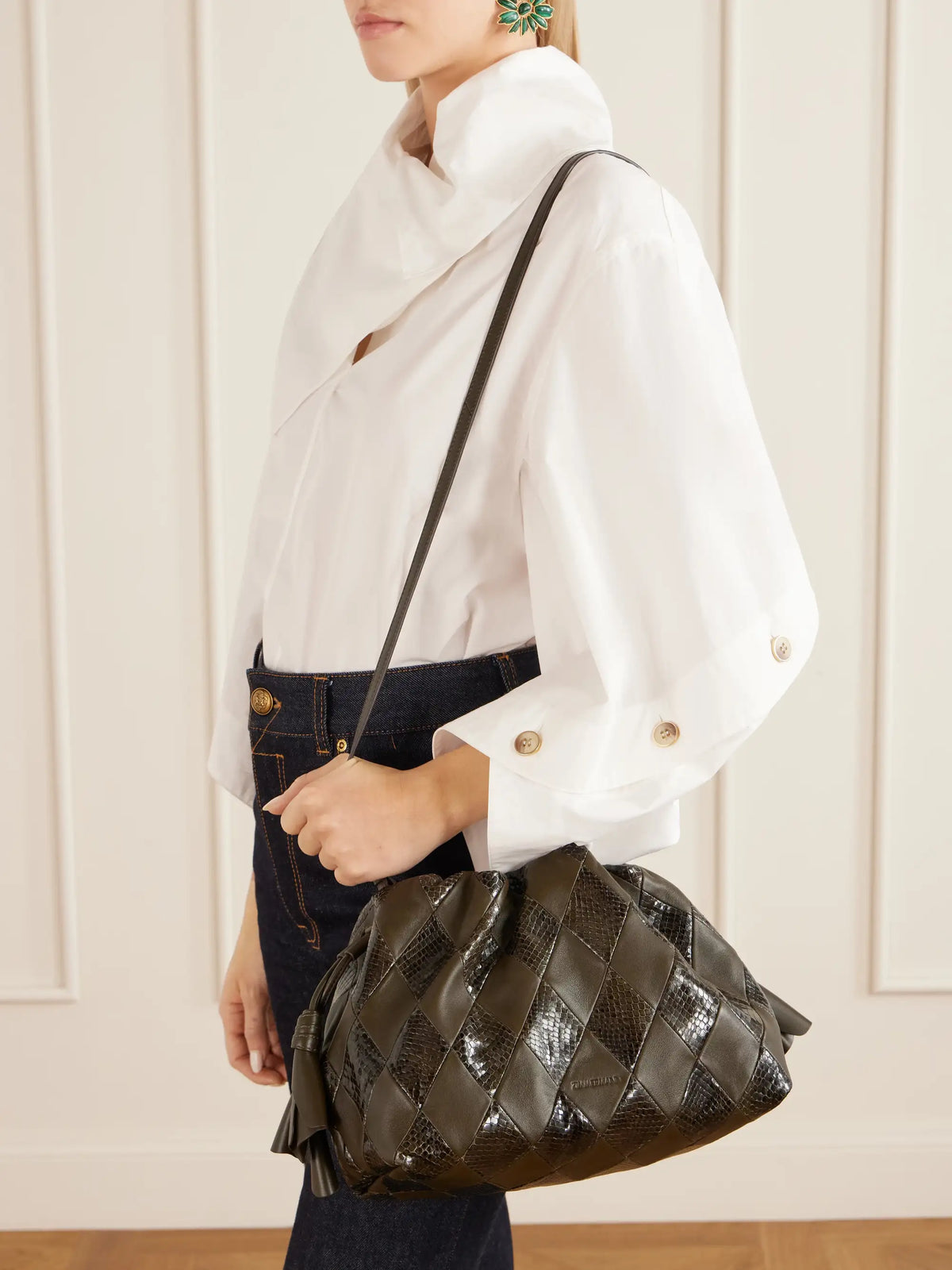 Zimmermann Cloud 91 Medium Snake-effect And Textured Leather Clutch