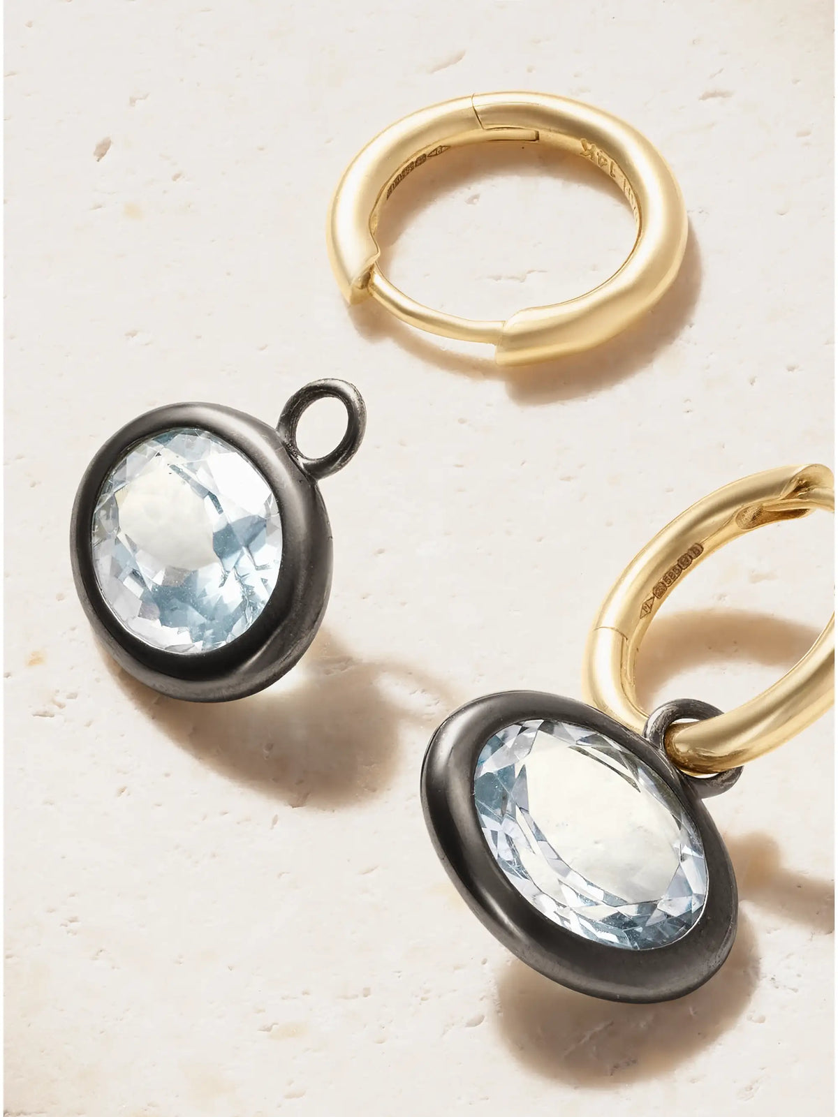 Xl Orbit 14-karat Recycled Gold, Rhodium And Aquamarine Earrings