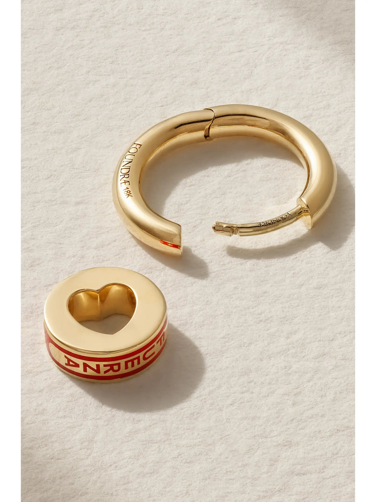 Strength Heart Beat Small 18-karat Gold And Ceramic Single Hoop Earring