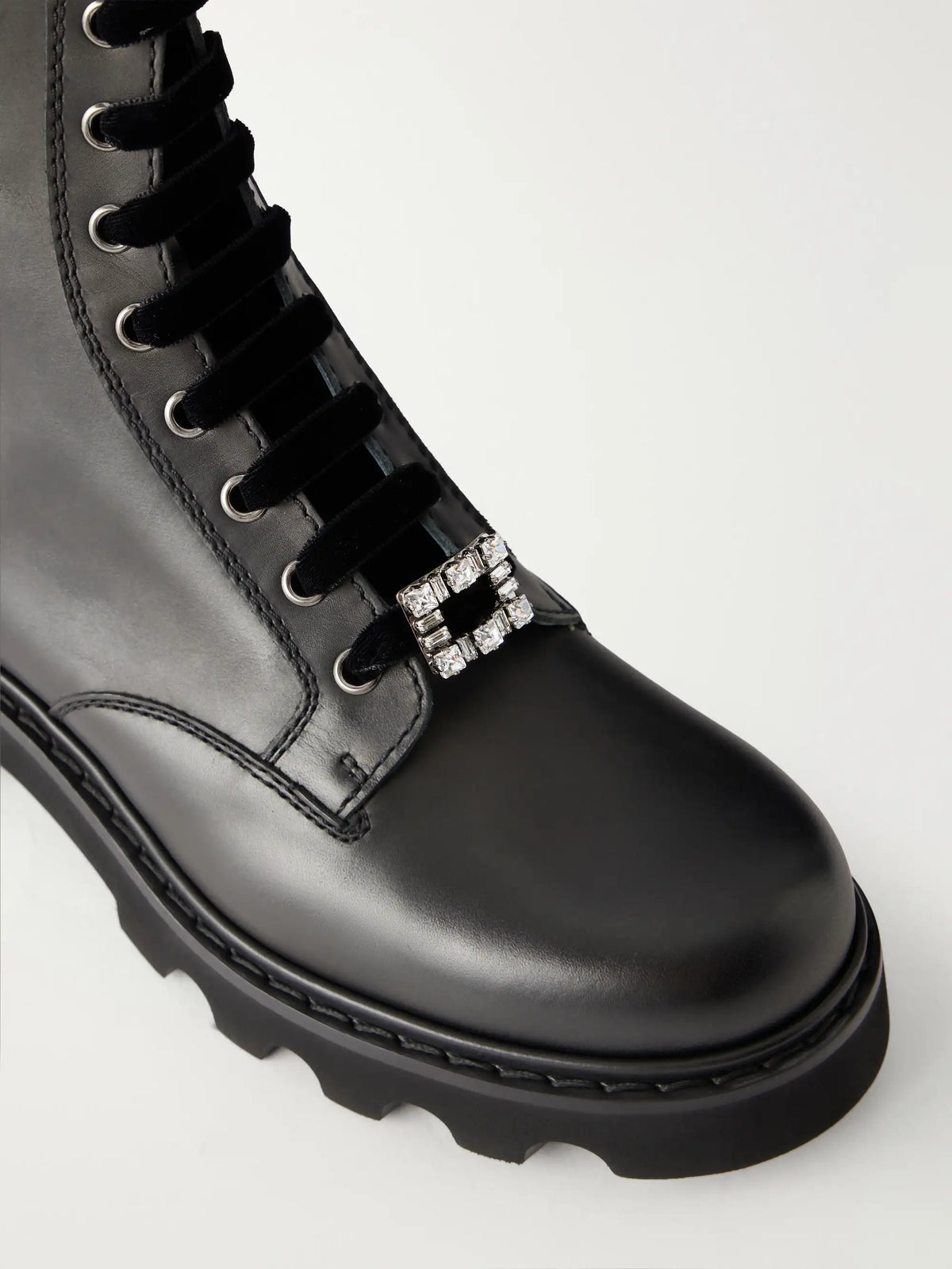 Roger Vivier Viv Rangers 20 Crystal-embellished Leather Ankle Boots