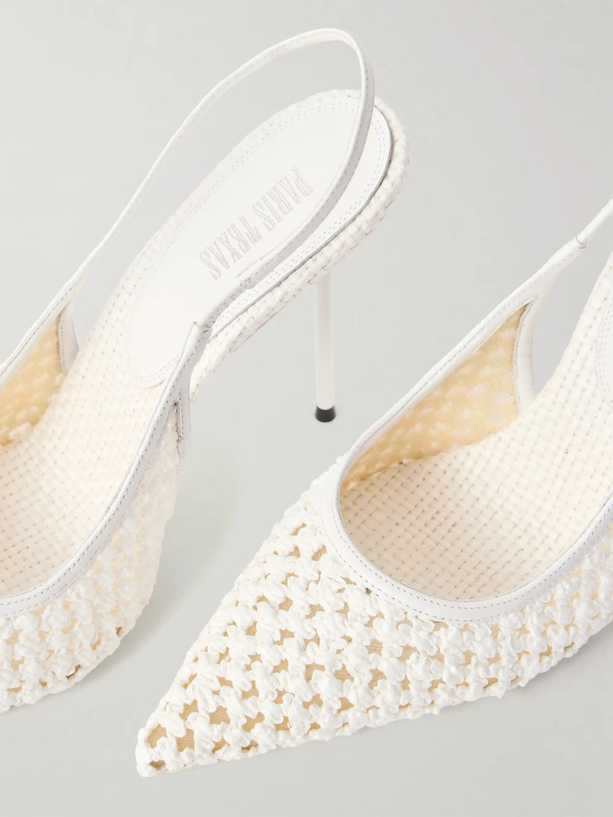 Lidia 105 Leather-trimmed Straw Slingback Pumps