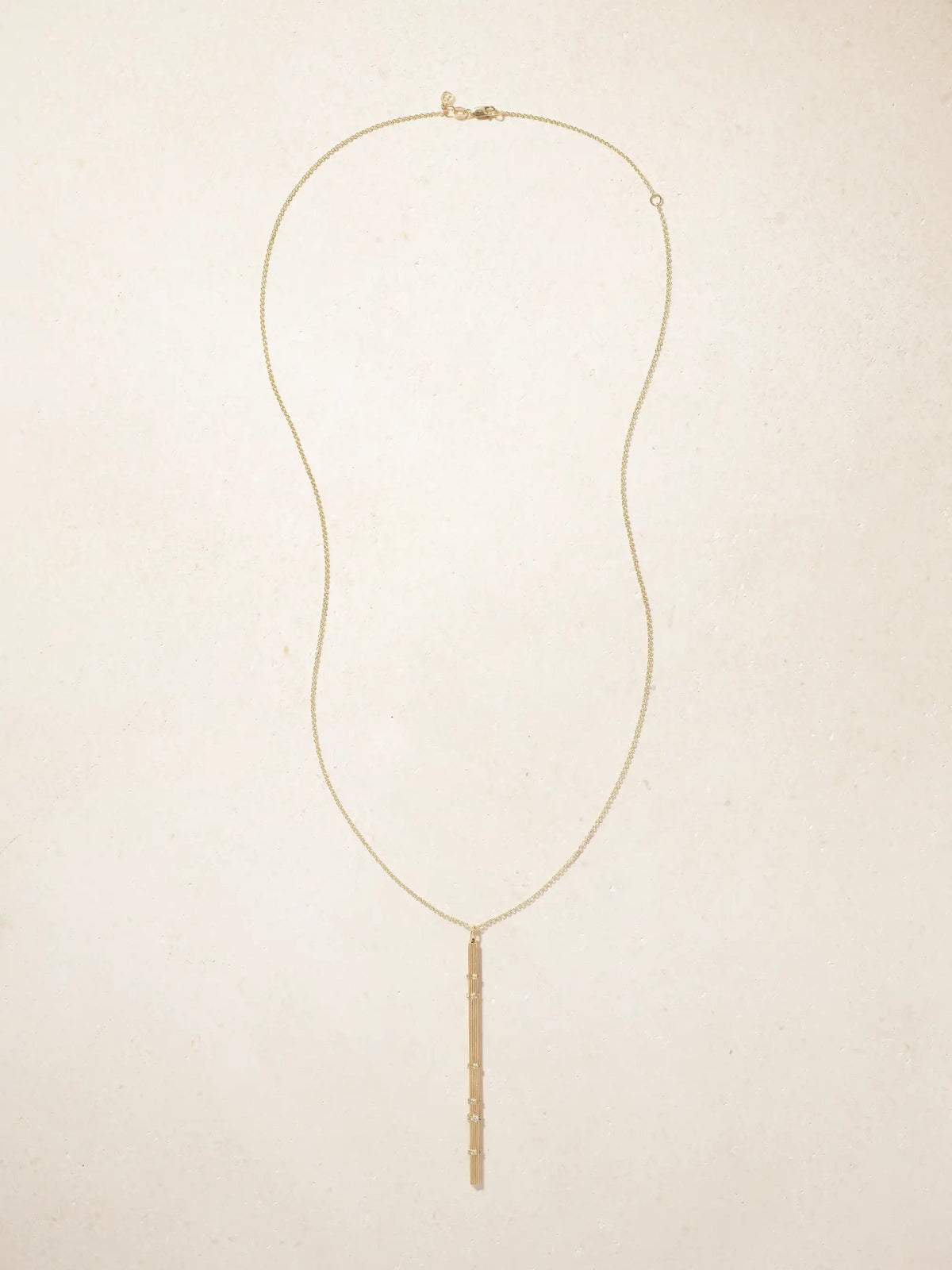 Fluted Bar 14-karat Gold Diamond Necklace