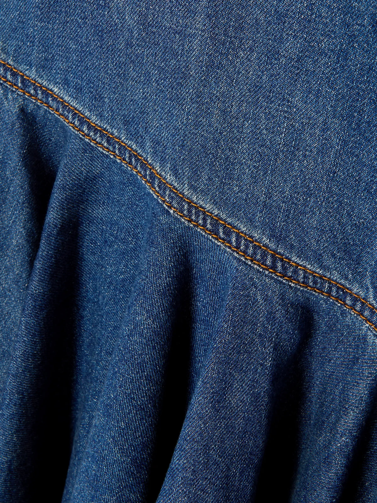 Asymmetric Wrap-effect Denim Mini Dress