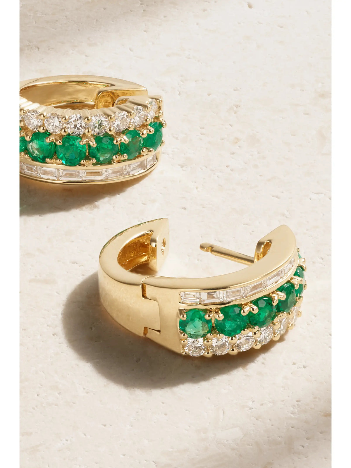 Lola 18-karat Gold, Emerald And Diamond Hoop Earrings