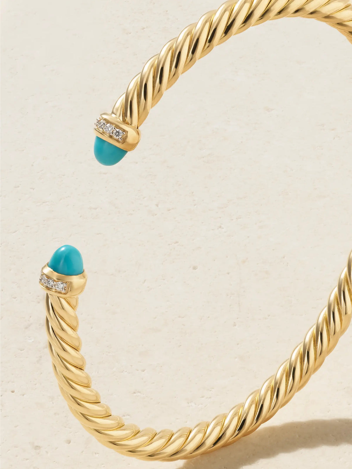 Cablespira Flex 18-karat Gold, Turquoise And Diamond Cuff