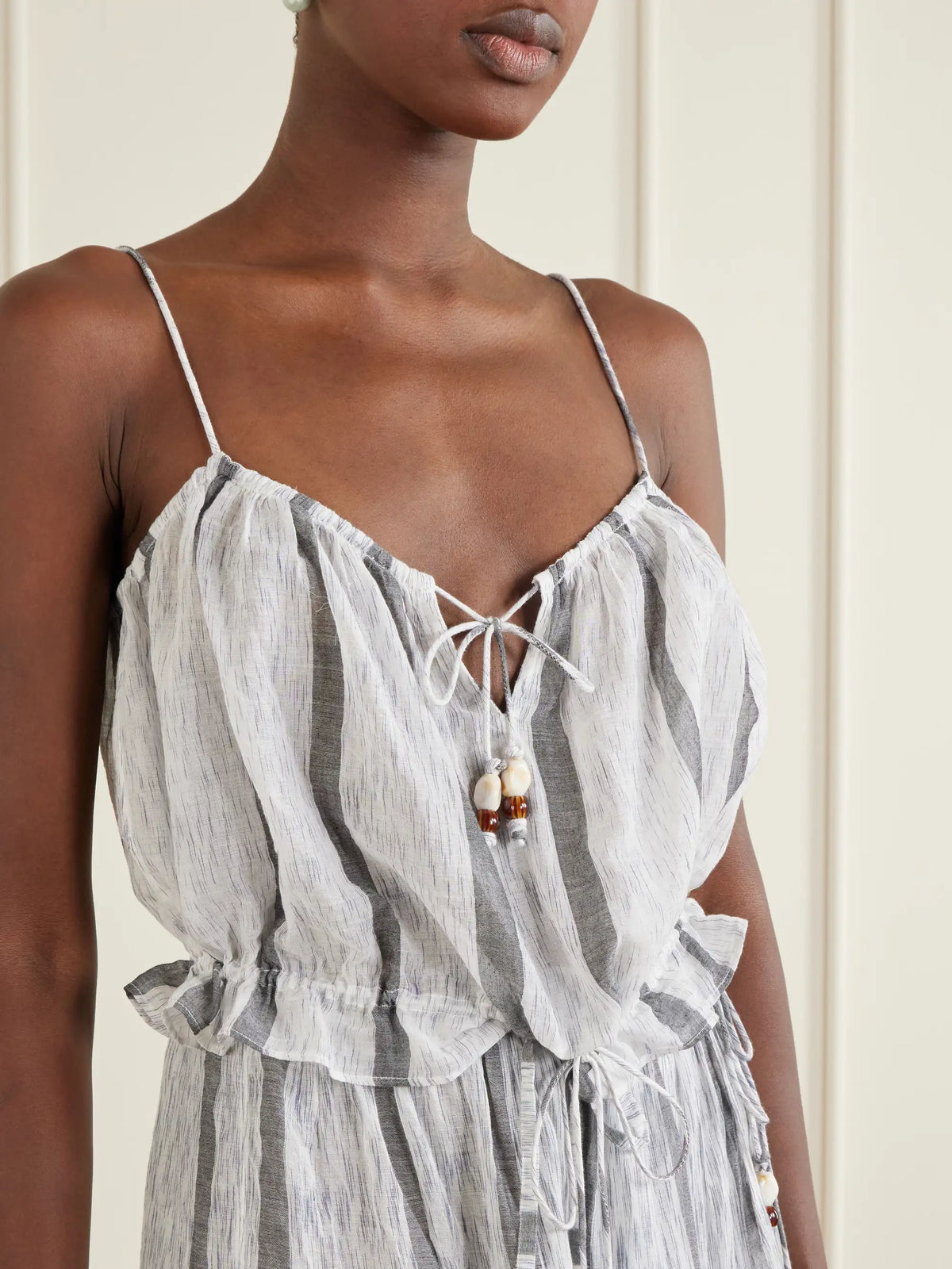 Ulla Johnson Cara Bead-embellished Striped Cotton Coverup
