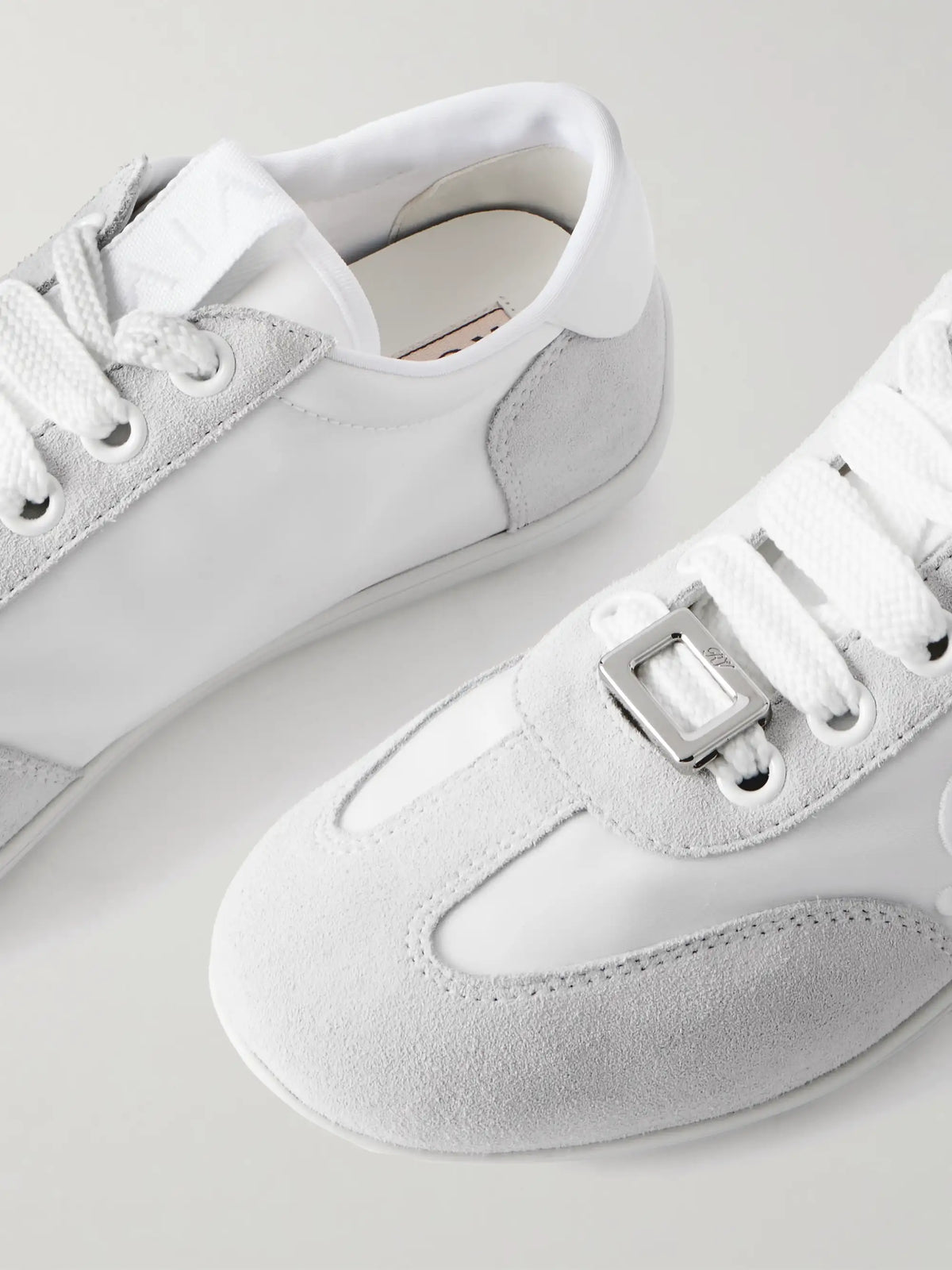 Viv Low Suede-trimmed Embroidered Leather Sneakers